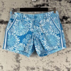Lilly Pulitzer The Callahan Shorts Womens Size 2 Blue Floral Cotton Casual Beach